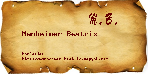 Manheimer Beatrix névjegykártya